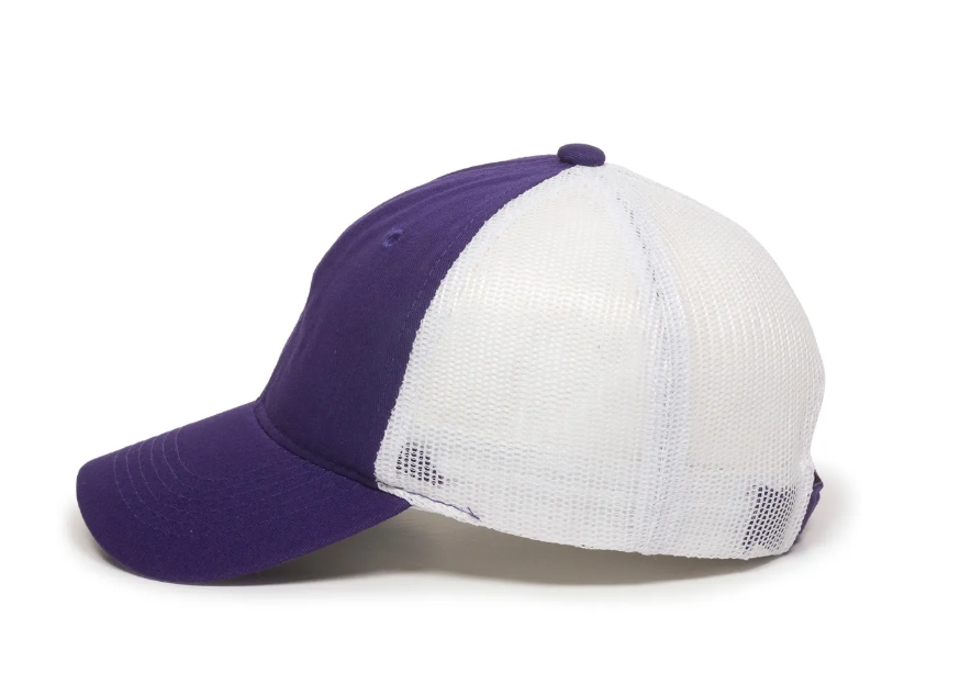 Purple/White Unstructured Mesh Back Hat